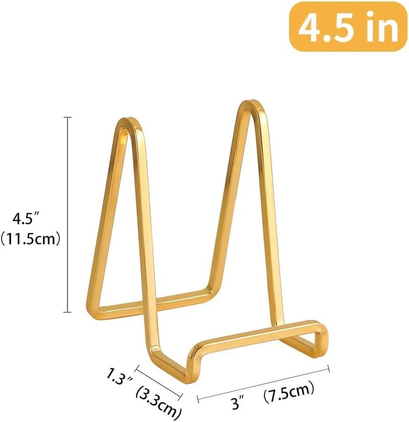 DIDUDIDU Large Plate Holder Display Stand - 12 inch Super Tall Big Plate Stands for Heavy Duty Display - Metal Picture Frame Stand - Tabletop Easel Stand for Decorative Platter | Plaque | Book - 3 Pack - Gold - Image 2